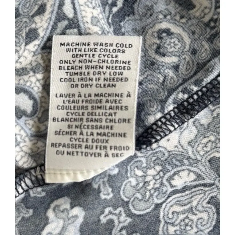 Carmen Marc Valvo Womens Blue Floral Paisley Sleeveless Blouse Size Large - Picture 5 of 6